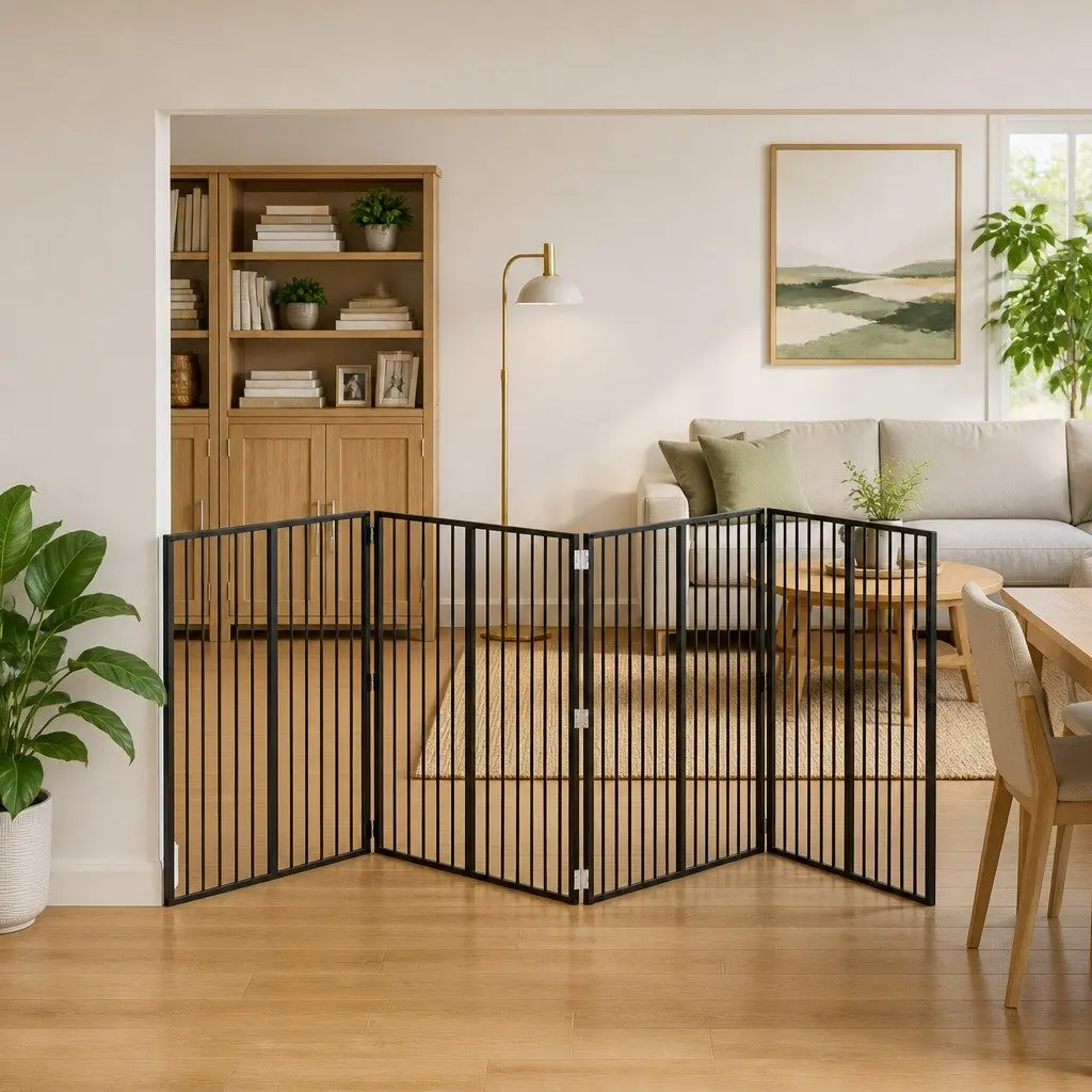 Dog Gate Black 100 x 100 cm Galvanised Steel Pet Fence Panel