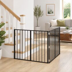Compact and Efficient Dog Gate - Two Foldable Black Panels