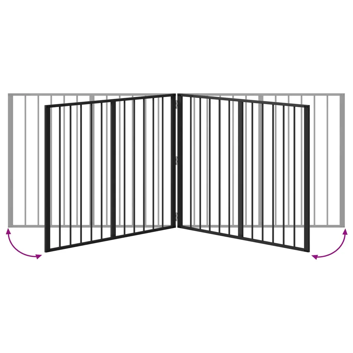 Dog Gate Black 100 x 80 cm Metal Foldable Indoor Enclosure Barrier 2 Piece