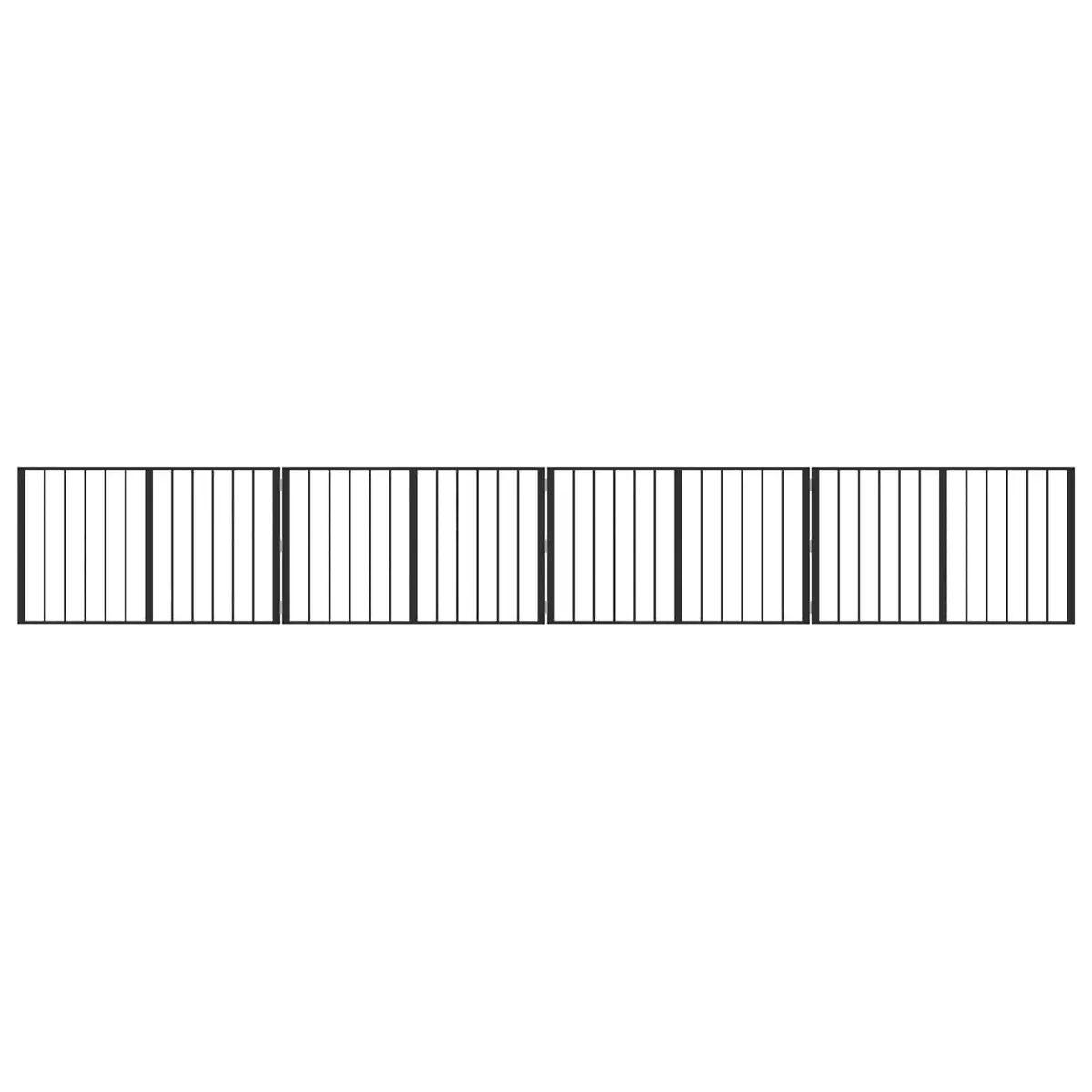 Dog Gate Black 4 Piece Galvanised Steel Pet Fence Panel Puppy Playpen Barrier