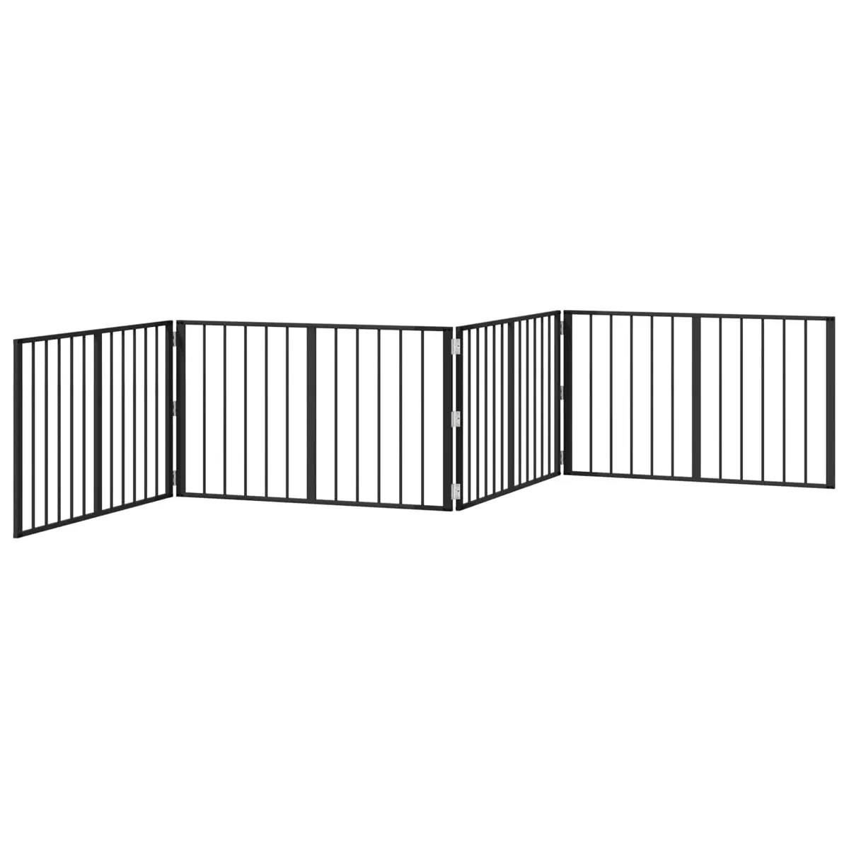Dog Gate Black 4 Piece Galvanised Steel Pet Fence Panel Puppy Playpen Barrier