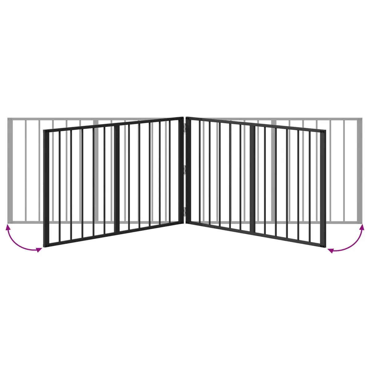 Dog Gate Black 4 Piece Galvanised Steel Pet Fence Panel Puppy Playpen Barrier