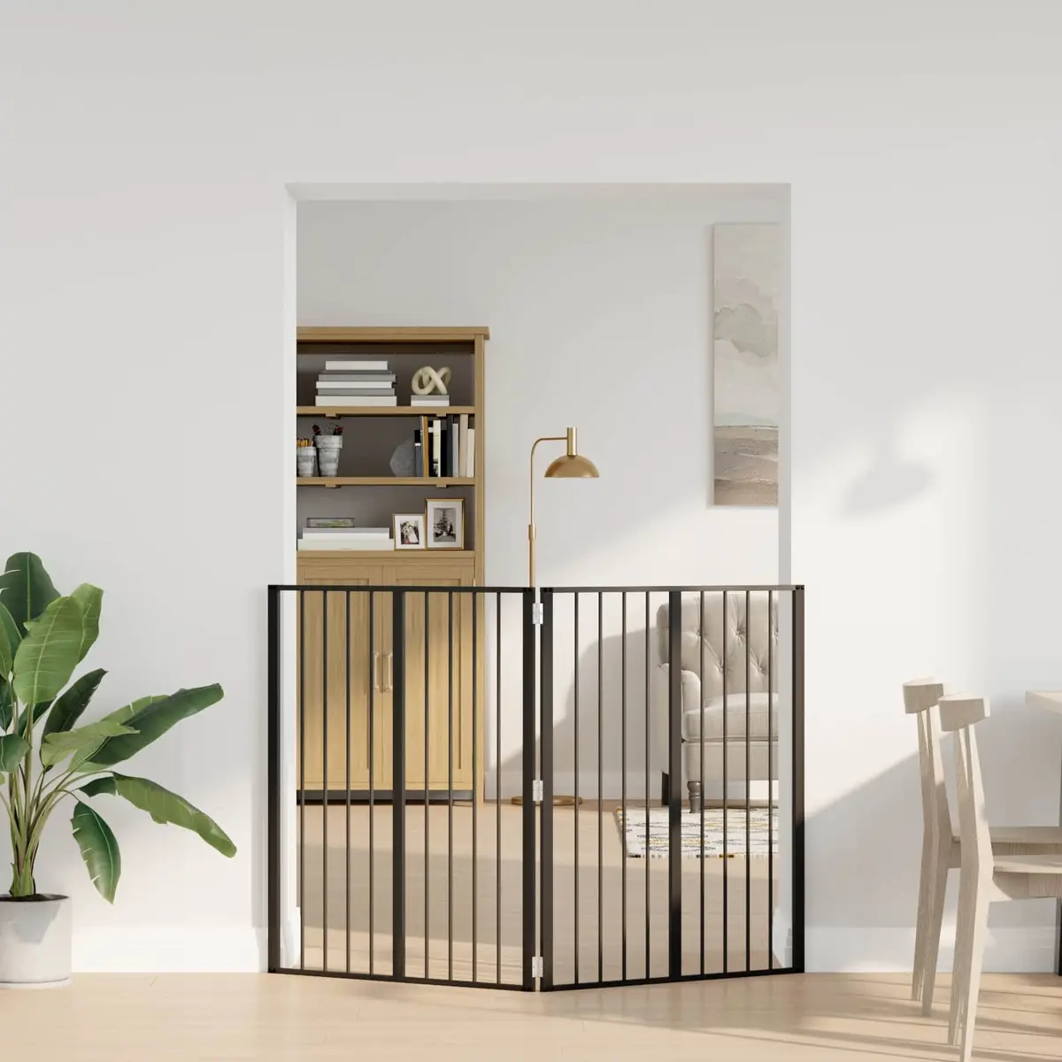 Dog Gate Black 80 x 100 cm Foldable Pet Enclosure Playpen Indoor Barrier 2 Piece