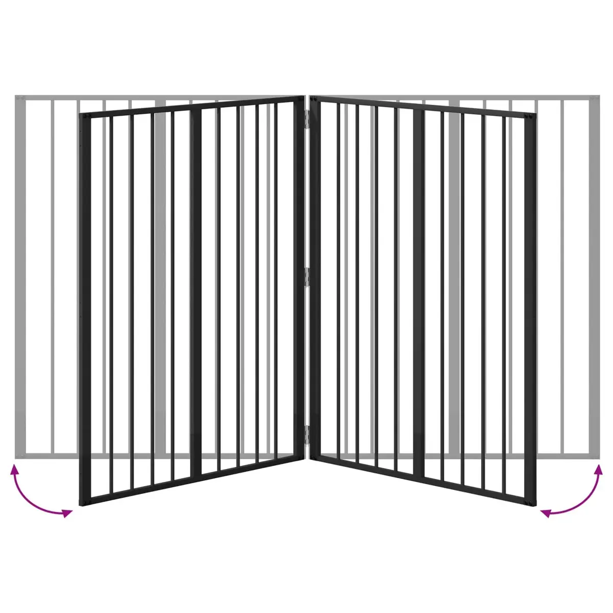 Dog Gate Black 80 x 100 cm Foldable Pet Enclosure Playpen Indoor Barrier 2 Piece