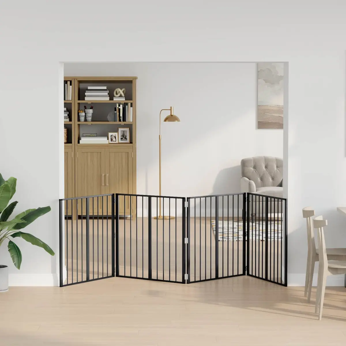 Dog Gate Black 80 x 80 cm Galvanised Steel Pet Fence Panel 4 Piece Puppy Playpen