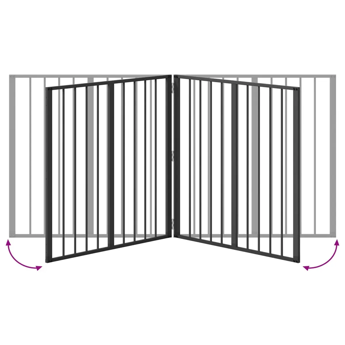 Dog Gate Black 80 x 80 cm Galvanised Steel Pet Fence Panel 4 Piece Puppy Playpen