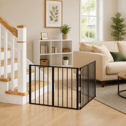 Dog Gate 2 pcs Black 80 x 60 cm Foldable Pet Enclosure Indoor Play Pen