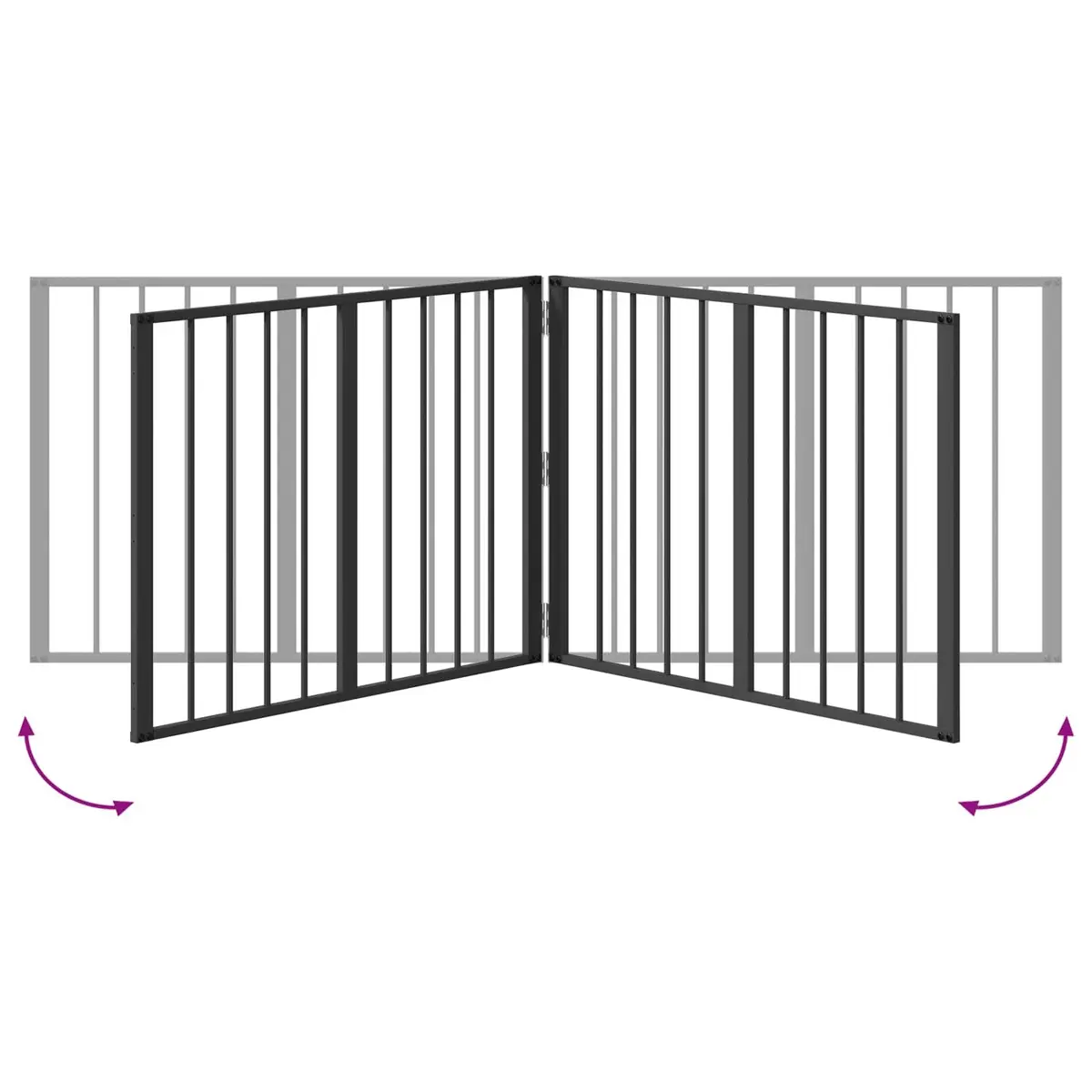 Dog Gate Black 80 x 60 cm Foldable Pet Enclosure Indoor Play Pen