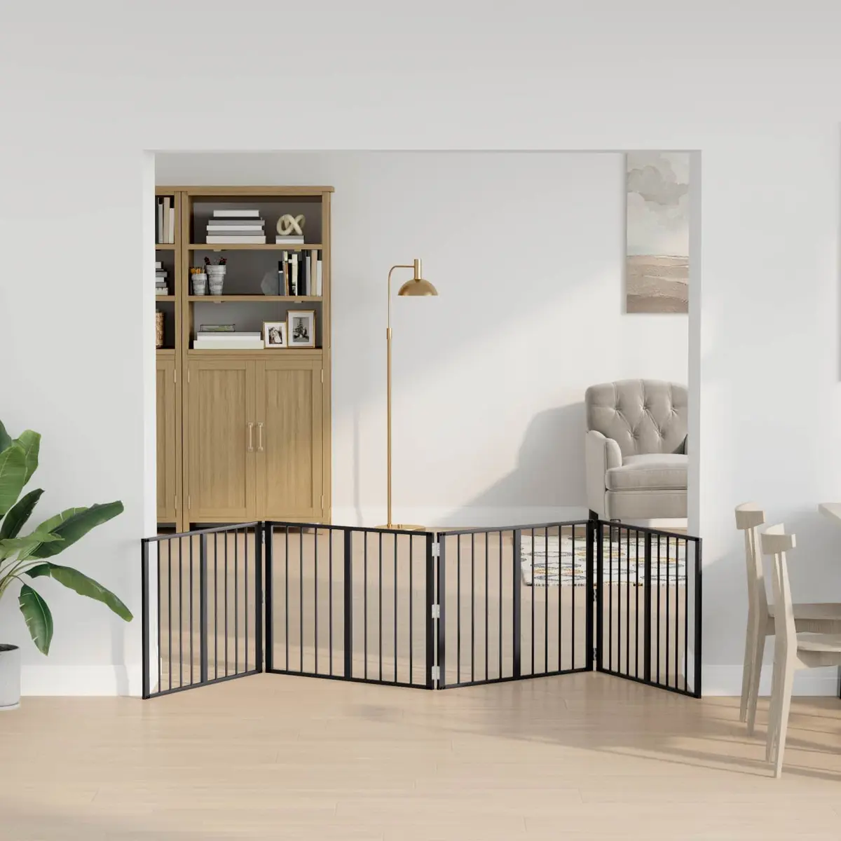 Dog Gate Black 80 x 60 cm Galvanised Steel Foldable Pet Fence Panels 4 Piece