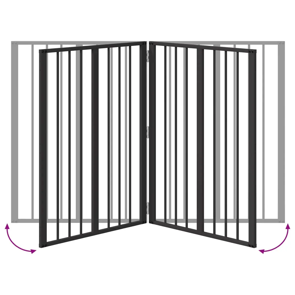 Dog Gate Black 60 x 80 cm Foldable Adjustable Pet Enclosure 2 Piece