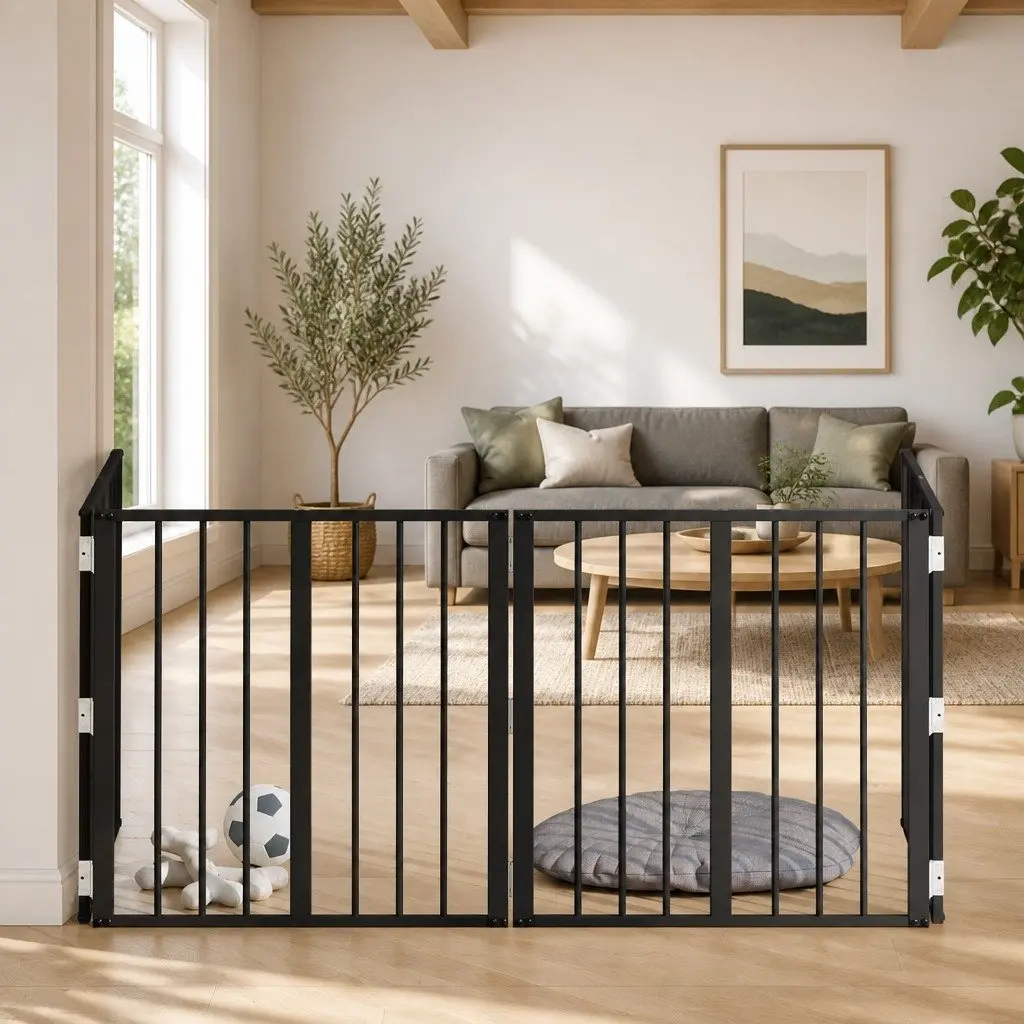 Dog Gate Black 60 x 60 cm Foldable Pet Enclosure 4 Piece Indoor Playpen
