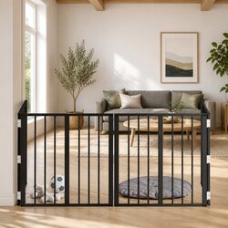 Dog Gate 4 pcs Black 60 x 60 cm Foldable Pet Enclosure Indoor Playpen
