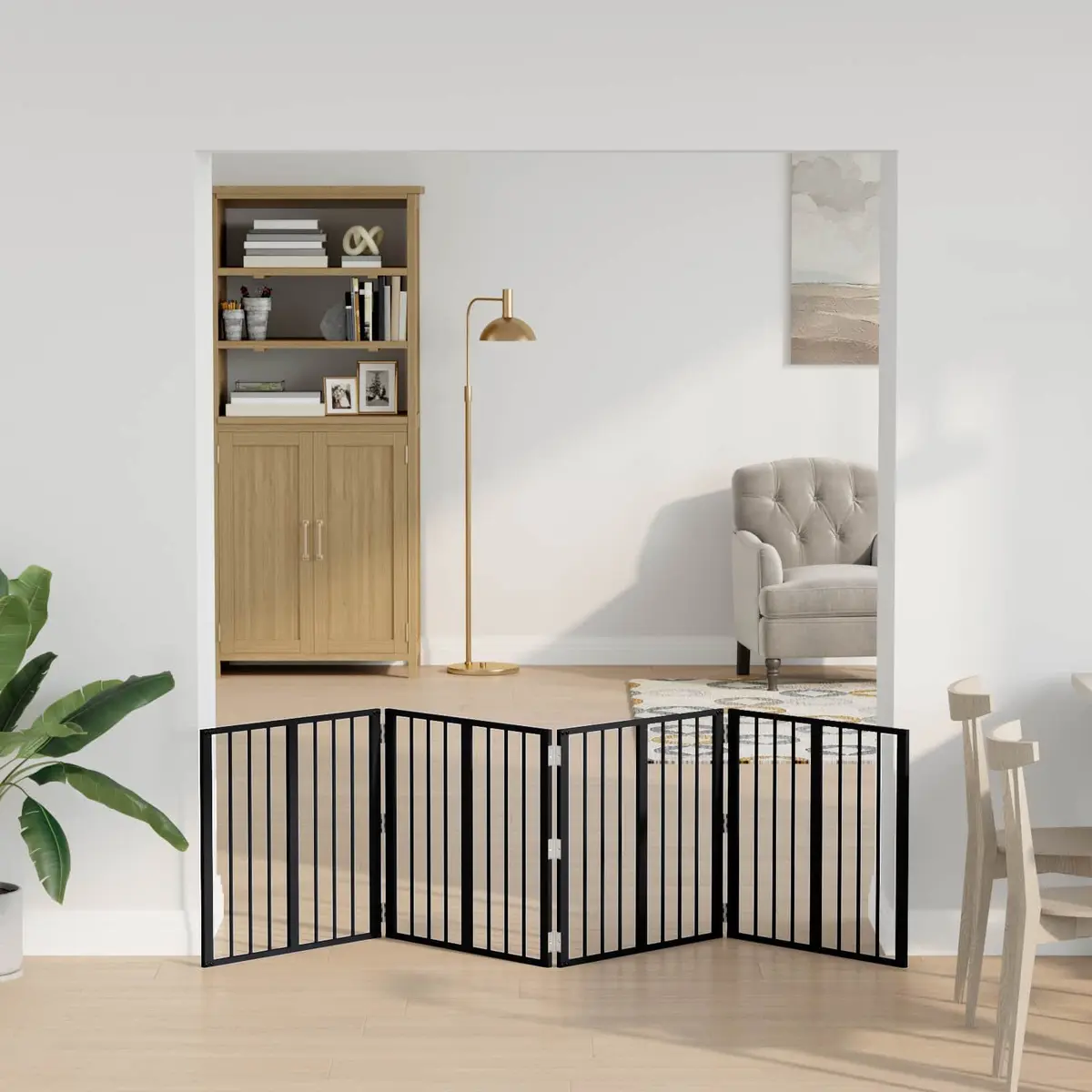 Dog Gate Black 60 x 60 cm Foldable Pet Enclosure 4 Piece Indoor Playpen