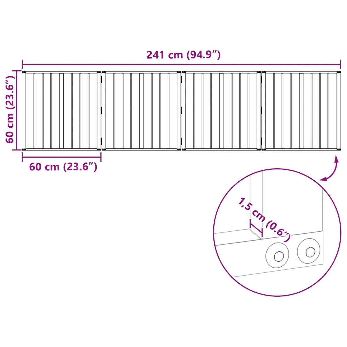 Dog Gate Black 60 x 60 cm Foldable Pet Enclosure 4 Piece Indoor Playpen