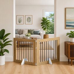 Compact and Foldable Dog Gate with Stands