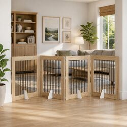 Compact and Sturdy 401 cm Foldable Dog Gate in Brown