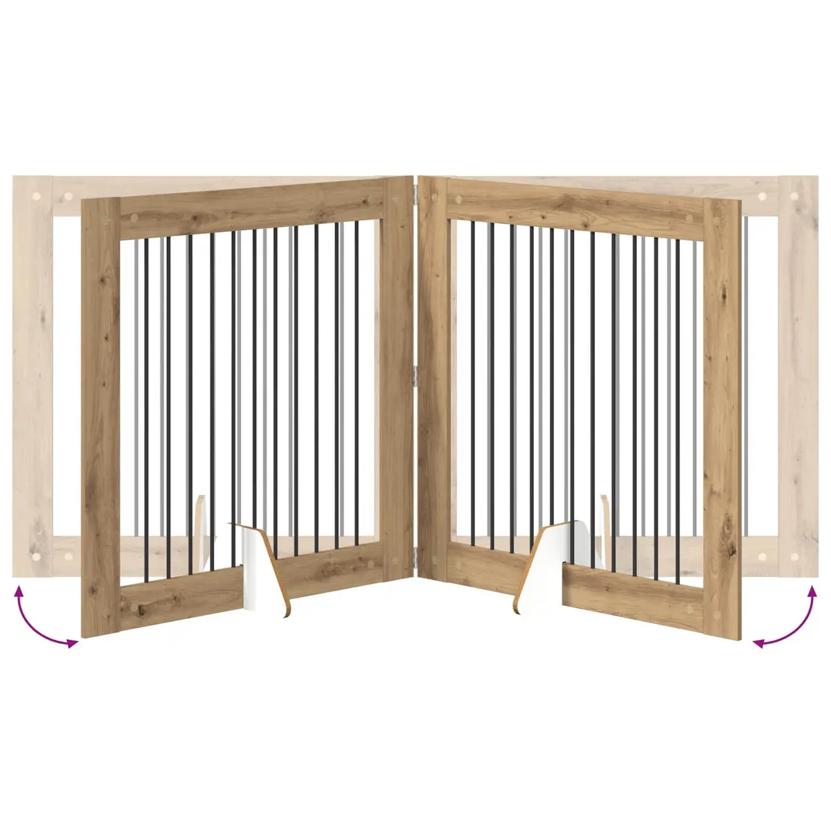 Foldable Dog Gate Brown 401 cm Indoor Pet Barrier with Stands