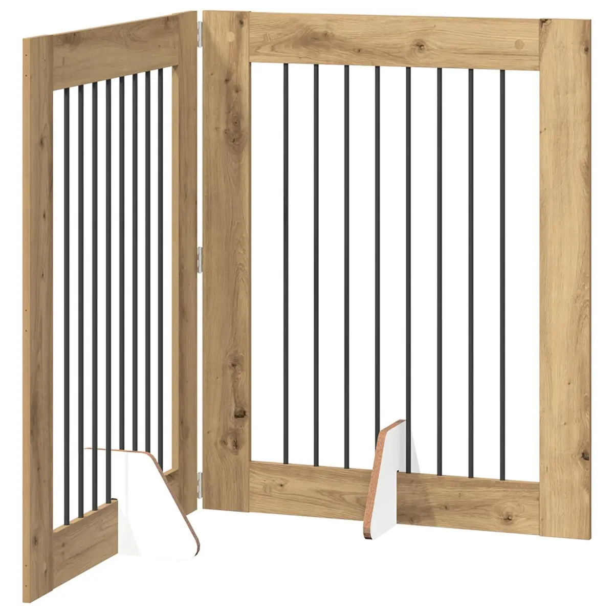 Foldable Dog Gate Brown 160.5 cm Portable Pet Fence 2 pcs