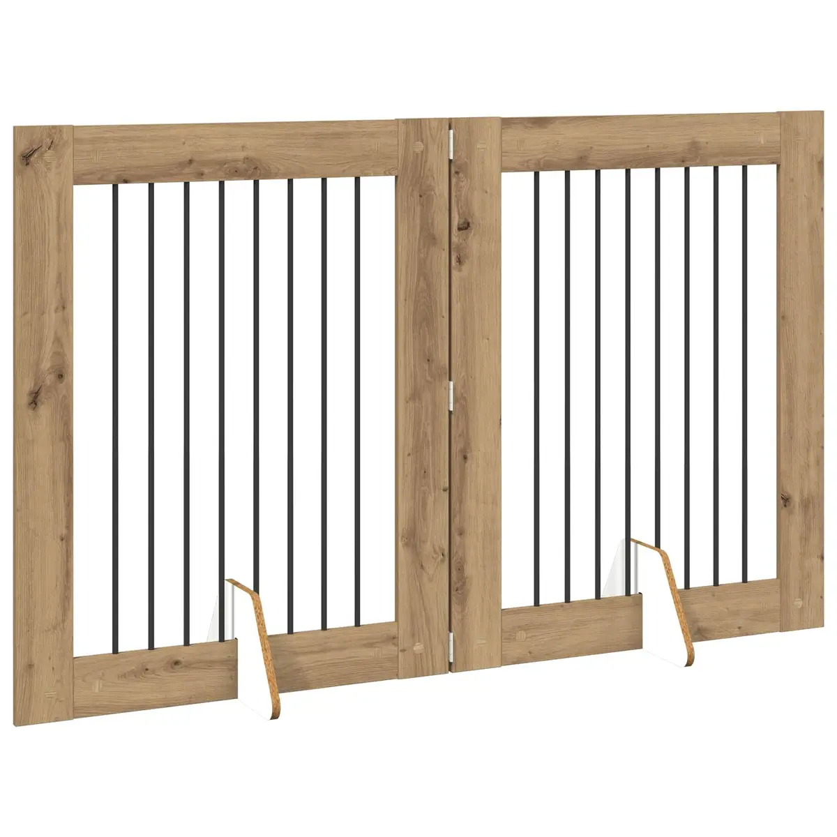 Foldable Dog Gate Brown 160.5 cm Portable Pet Fence 2 pcs