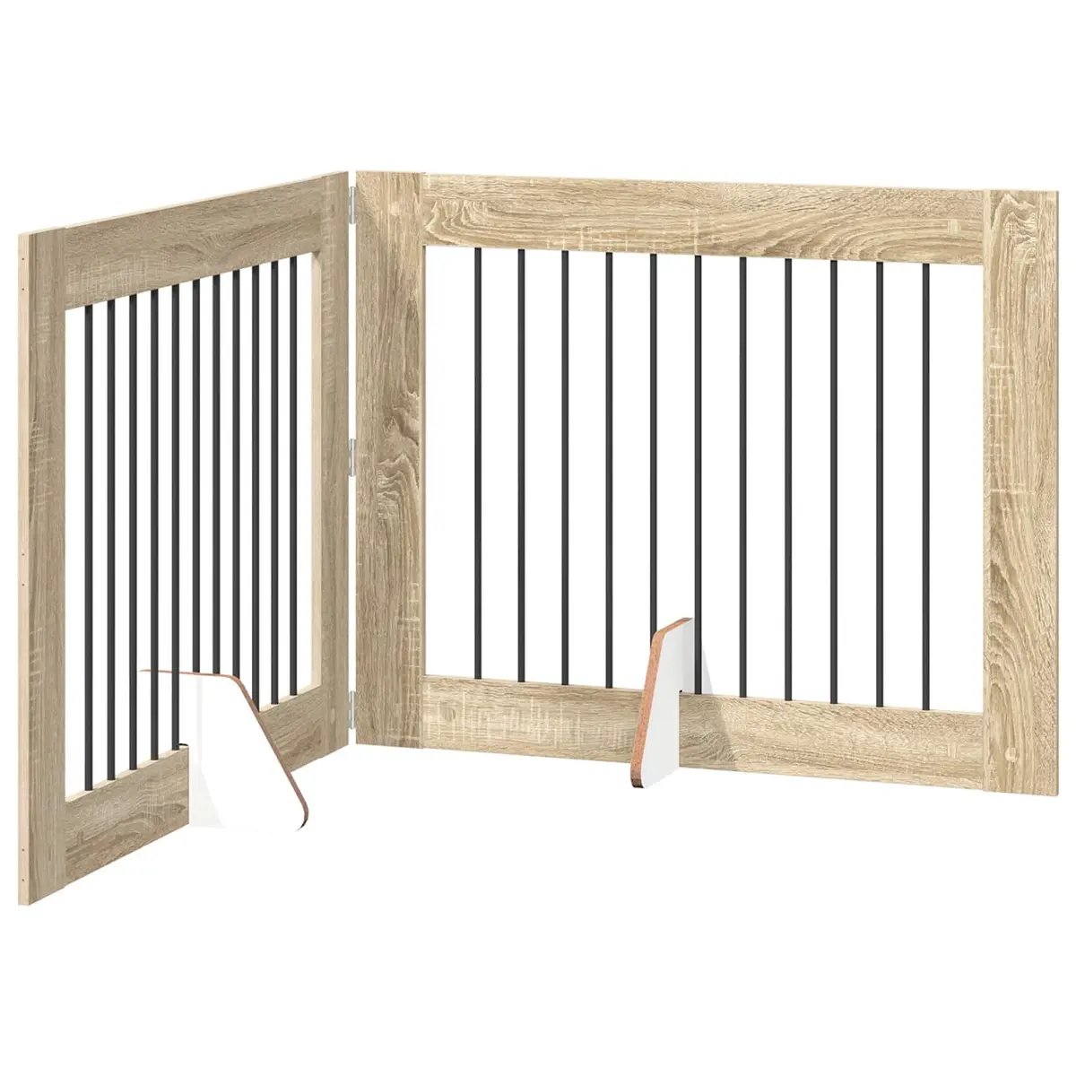 Foldable Dog Gate Sonoma Oak 200.5 cm Indoor Pet Barrier with Stands