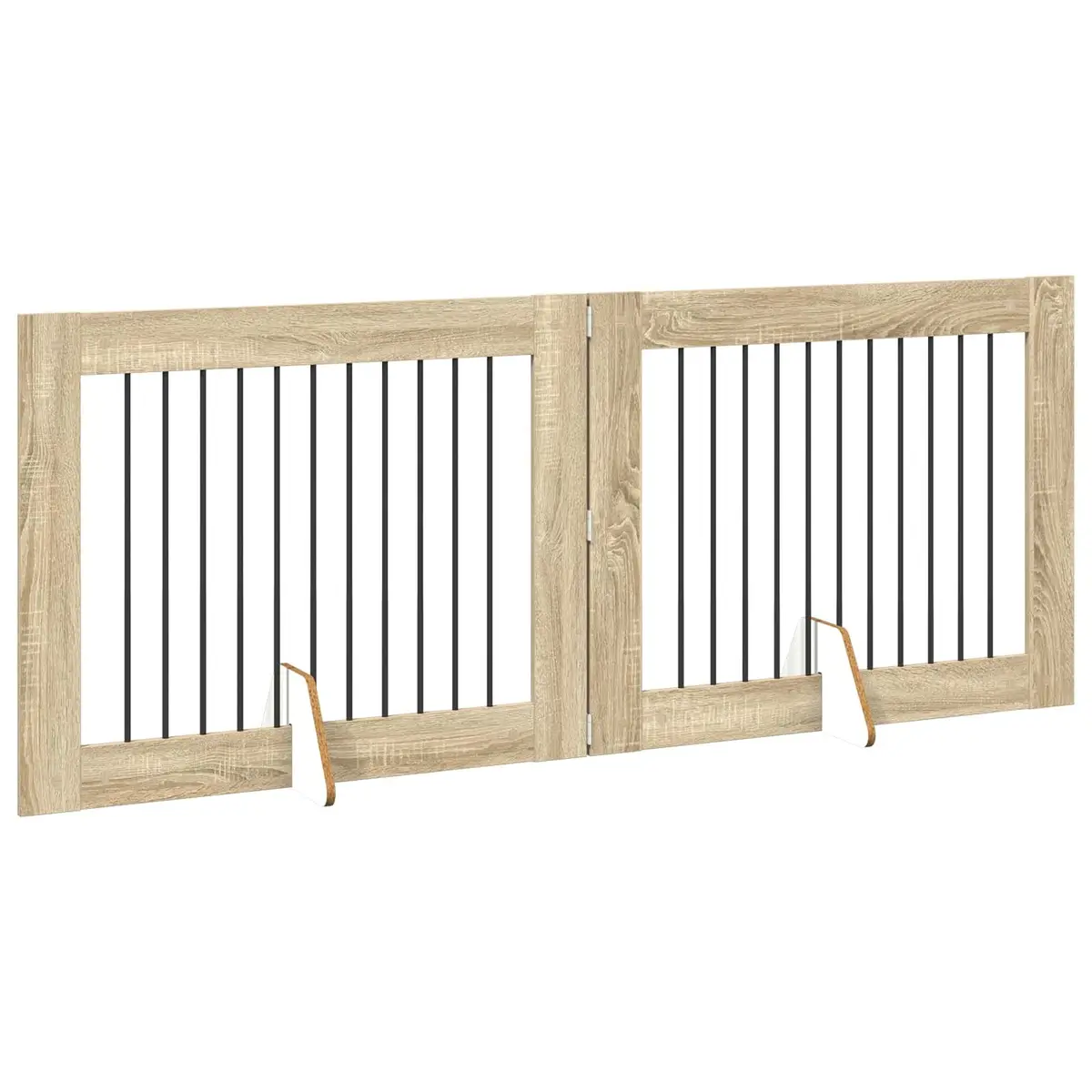 Foldable Dog Gate Sonoma Oak 200.5 cm Indoor Pet Barrier with Stands