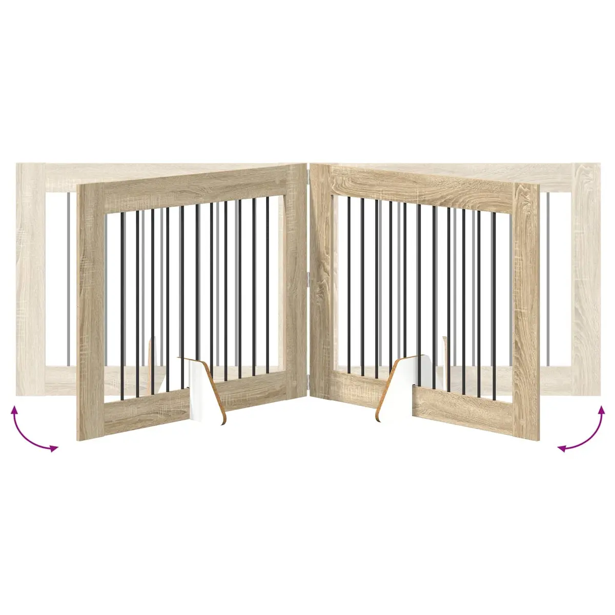 Foldable Dog Gate Sonoma Oak 200.5 cm Indoor Pet Barrier with Stands