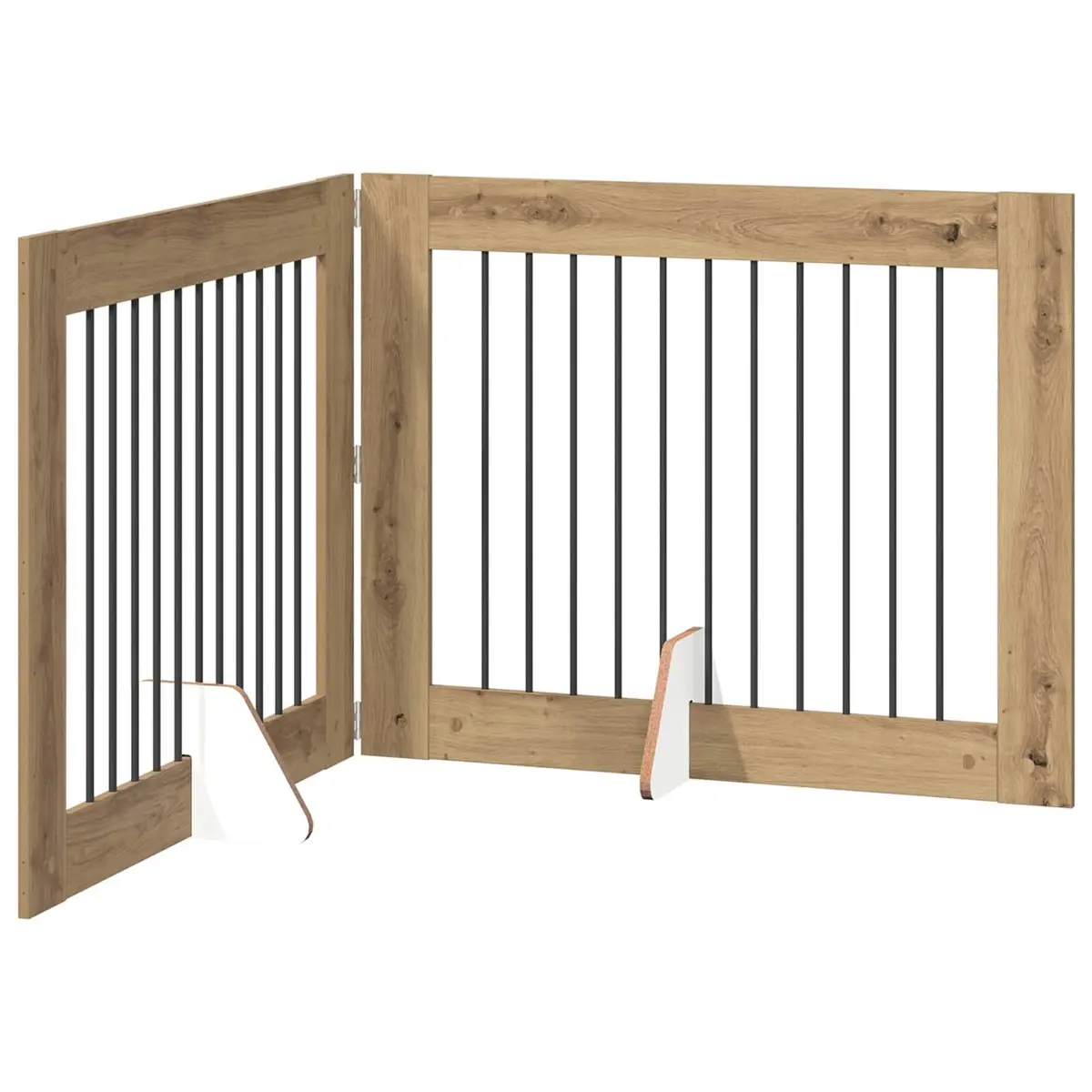 Foldable Dog Gate Brown 200.5 cm Portable Pet Fence Indoor 2 pcs