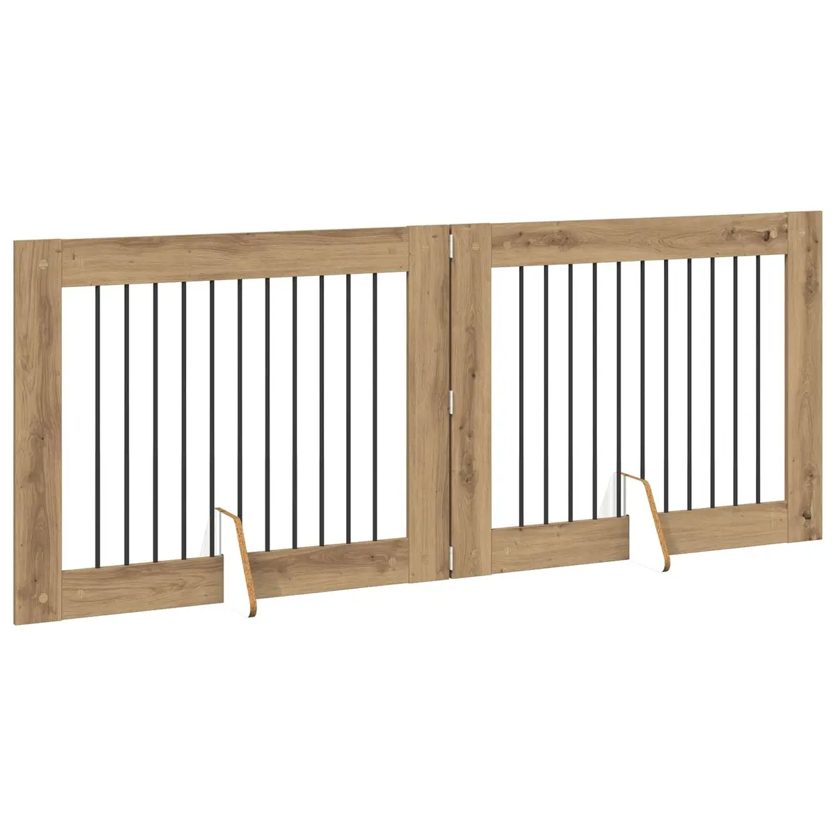 Foldable Dog Gate Brown 200.5 cm Portable Pet Fence Indoor 2 pcs