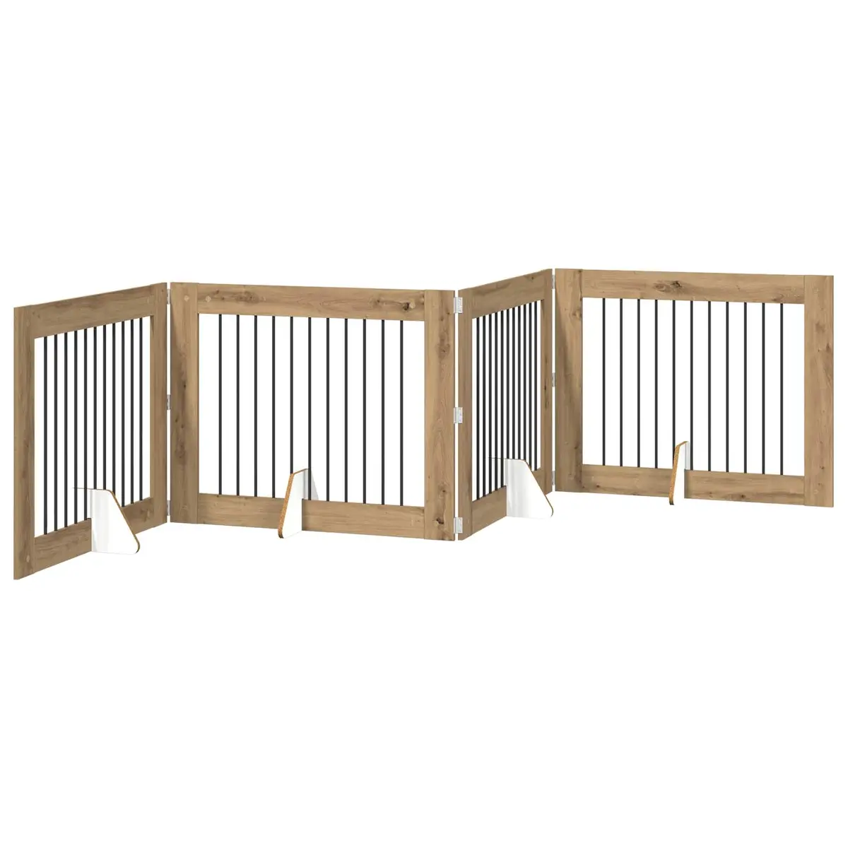 Foldable Dog Gate Oak 401 cm Freestanding Pet Barrier 4 pcs