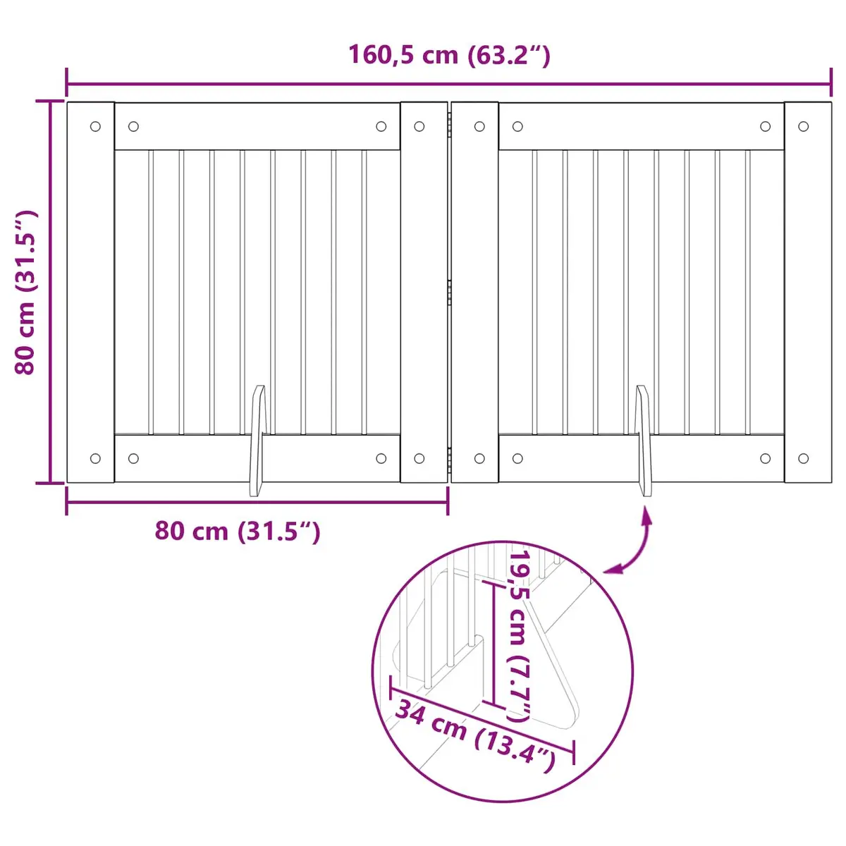 Foldable Dog Gate Brown 2 Piece Rectangular Portable Indoor Pet Fence
