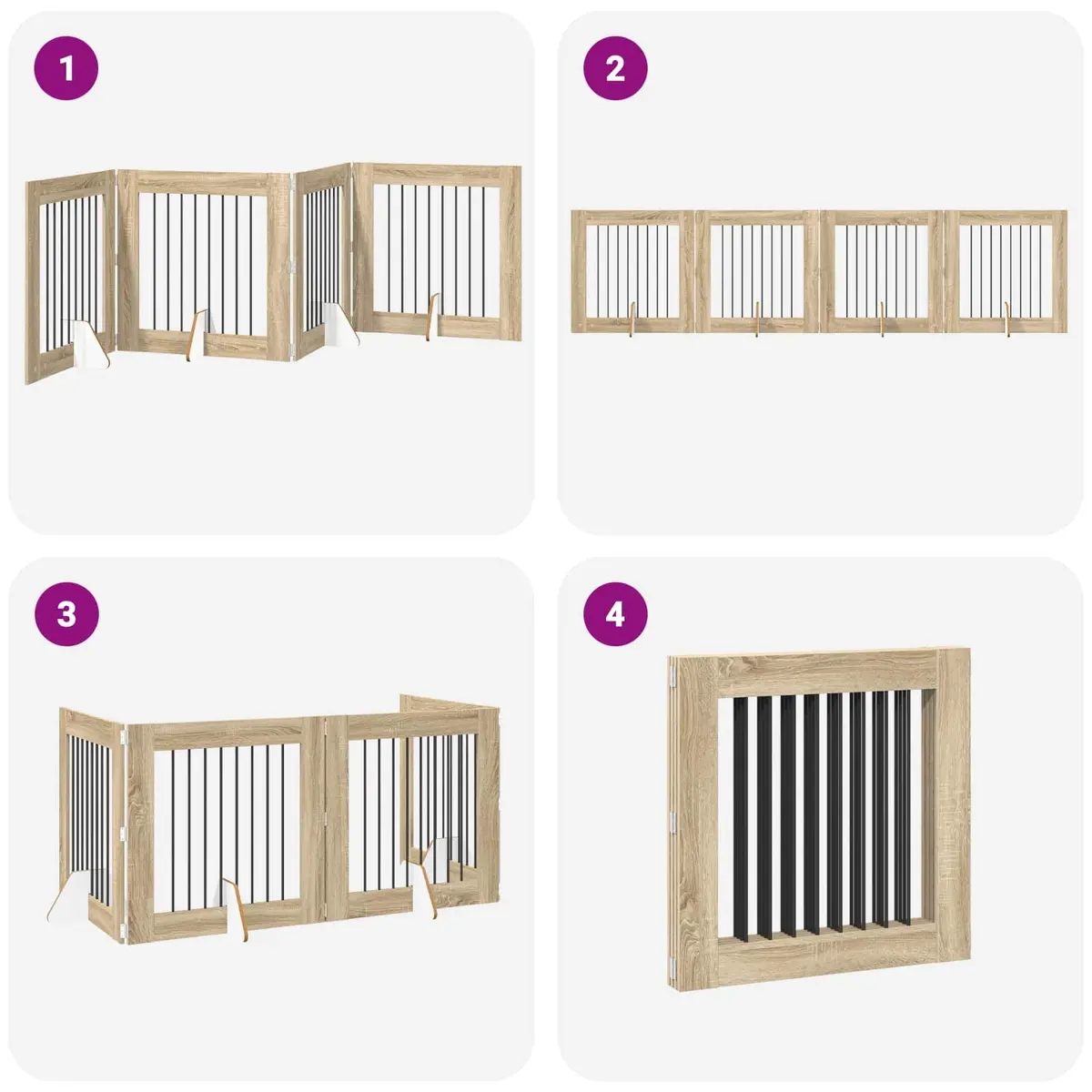 Foldable Dog Gate Sonoma Oak 321 cm Indoor Pet Barrier 4 pcs