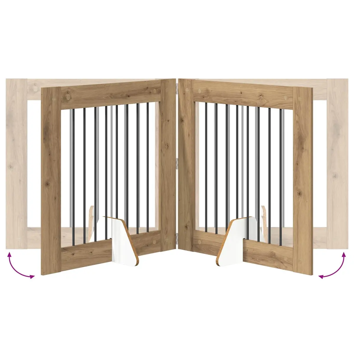 Foldable Dog Gate Brown 321cm Freestanding Indoor Pet Barrier