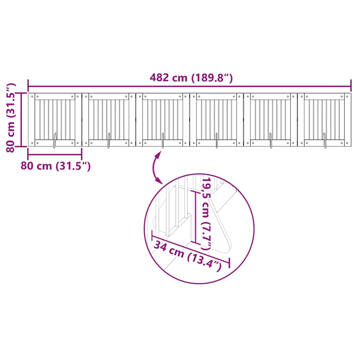 Foldable Dog Gate Sonoma Oak 482 cm 6 Piece Pet Barrier Room Divider