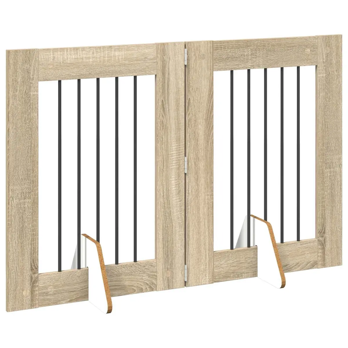 Foldable Dog Gate Brown 120.5 cm with Stands Indoor Pet Barrier 2 pcs