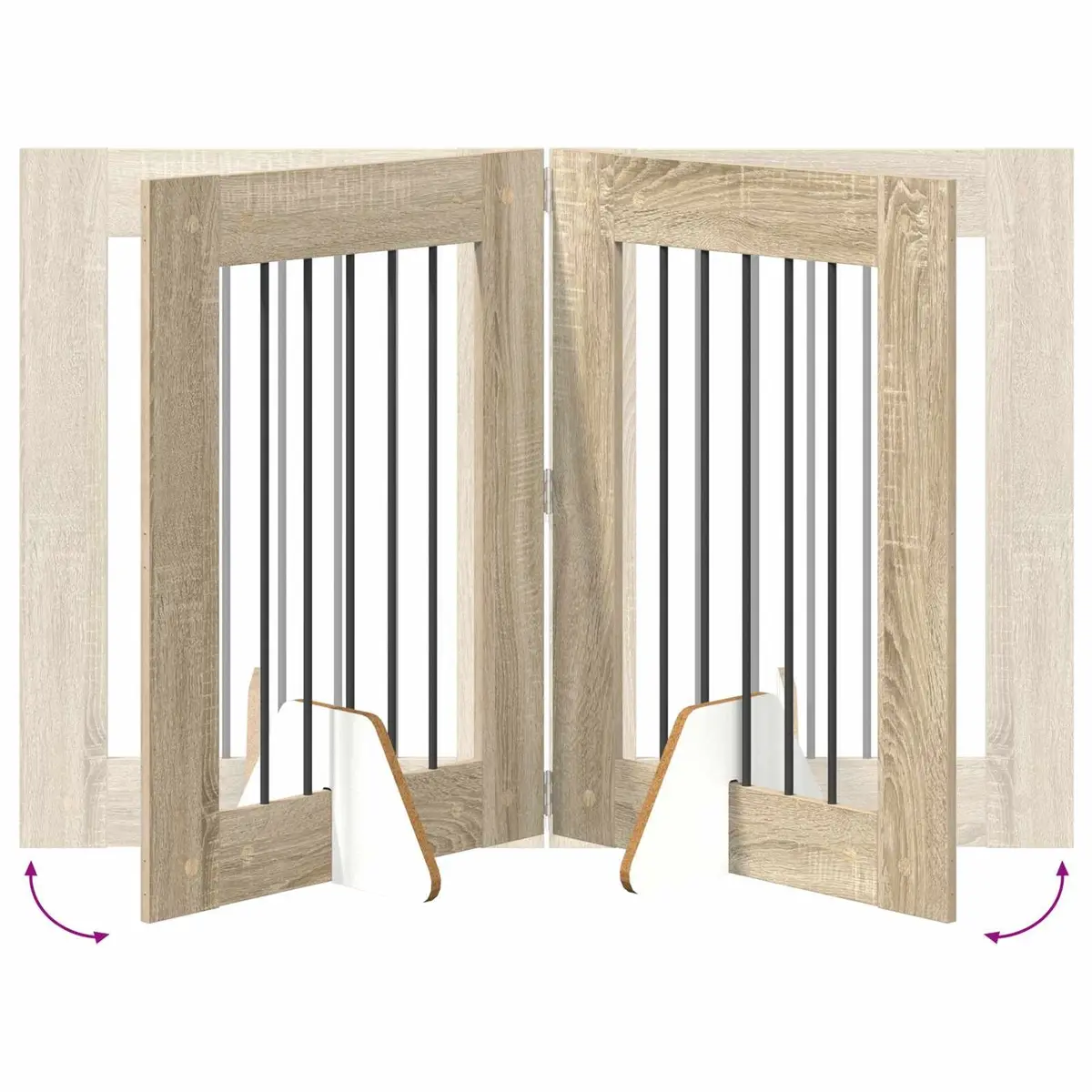 Foldable Dog Gate Brown 120.5 cm with Stands Indoor Pet Barrier 2 pcs