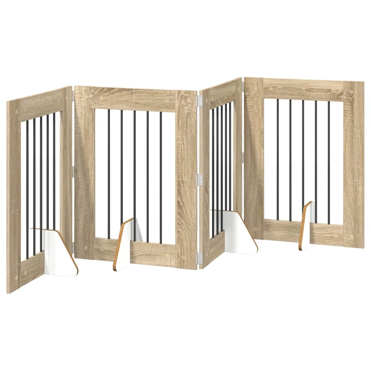 Foldable Dog Gate Sonoma Oak 241cm Freestanding Pet Barrier Panel