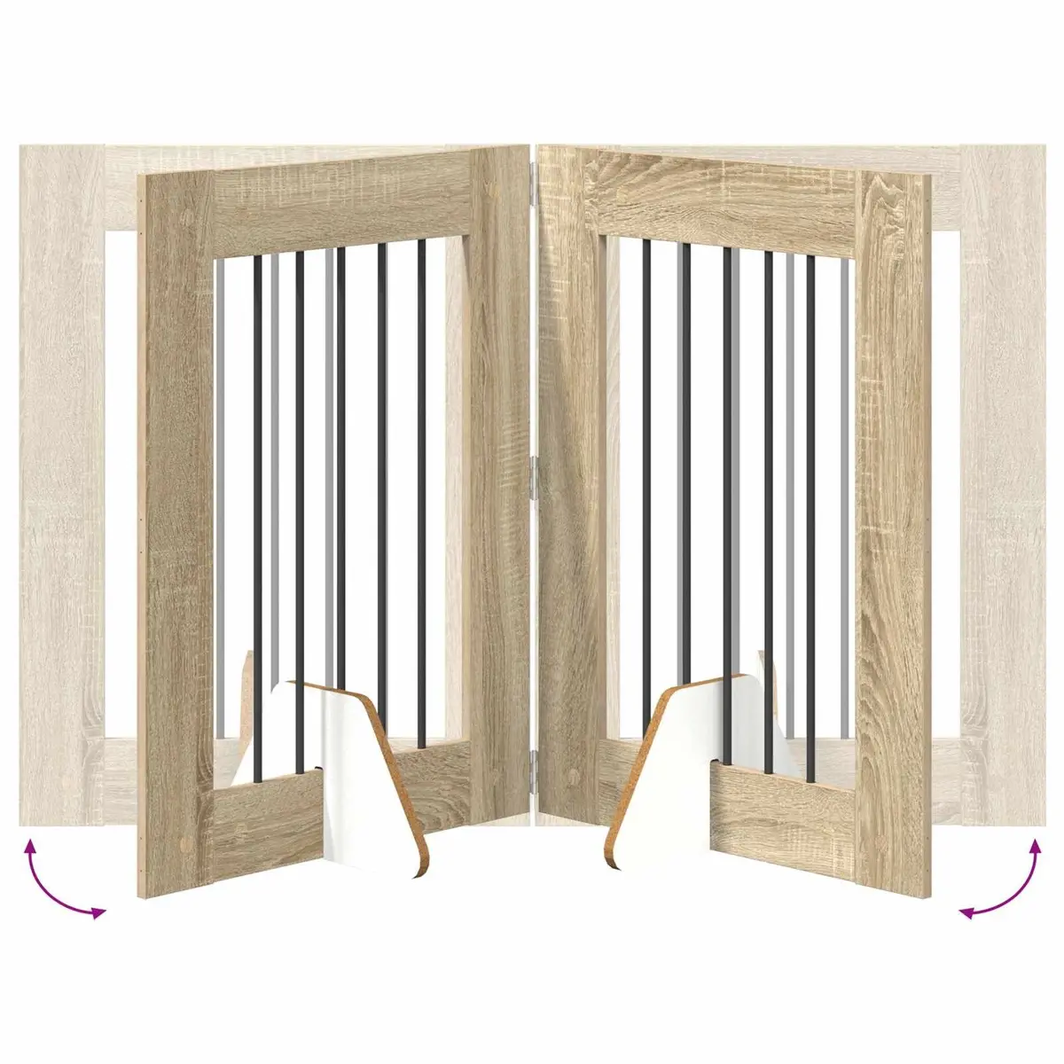 Foldable Dog Gate Sonoma Oak 241cm Freestanding Pet Barrier Panel