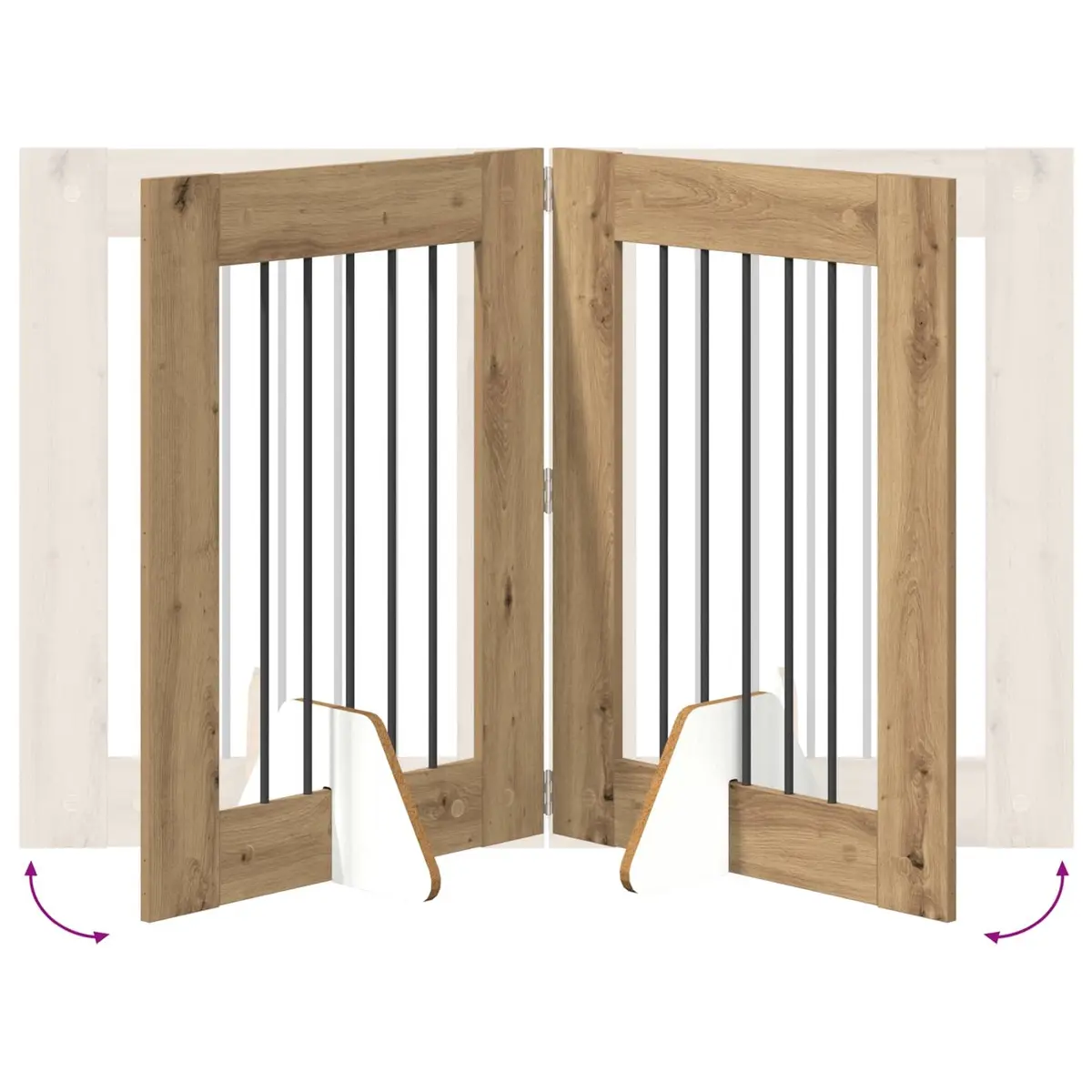 Foldable Dog Gate Brown 241 cm Freestanding Pet Barrier 4 pcs