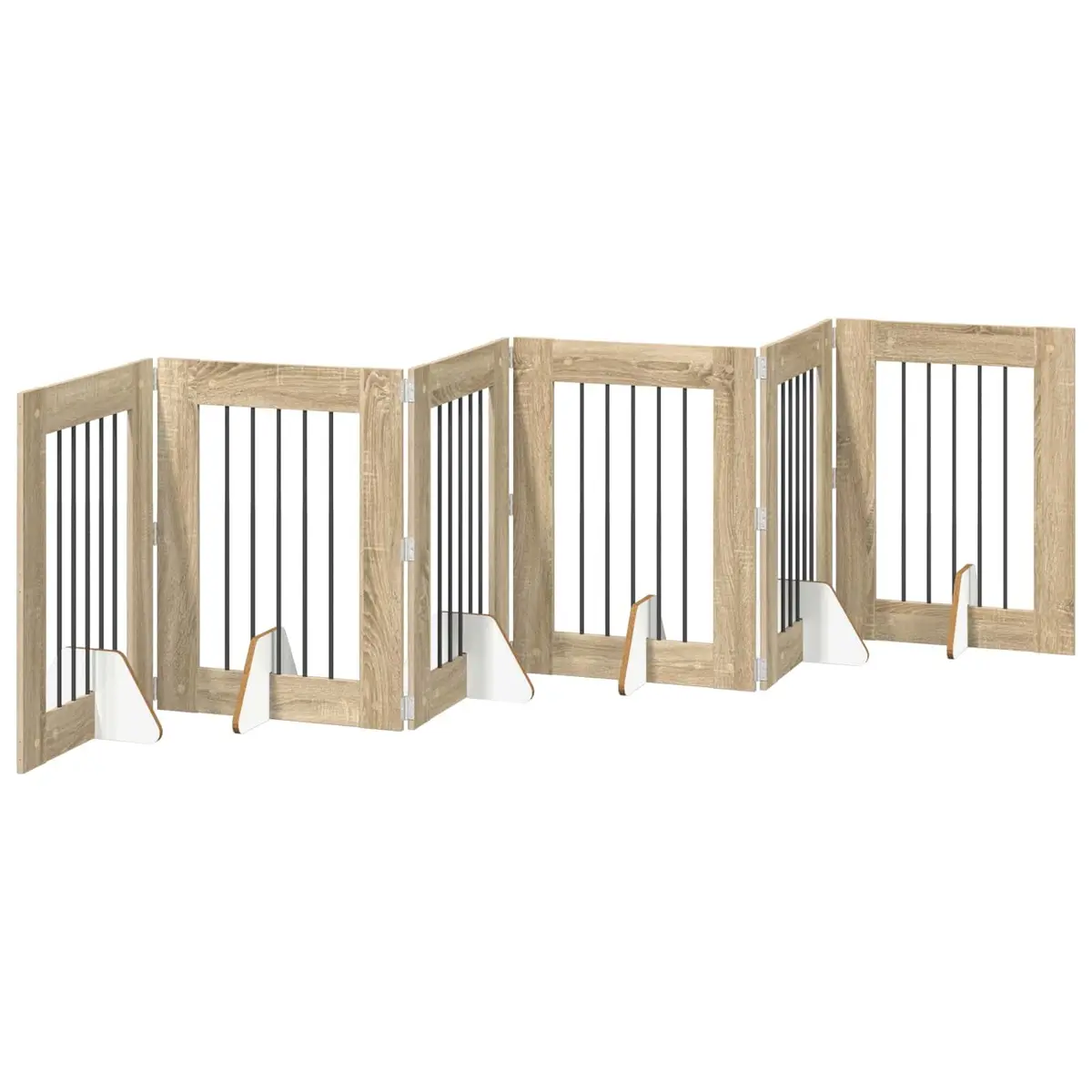 Foldable Dog Gate Sonoma Oak 362cm 6 Panels Indoor Pet Barrier