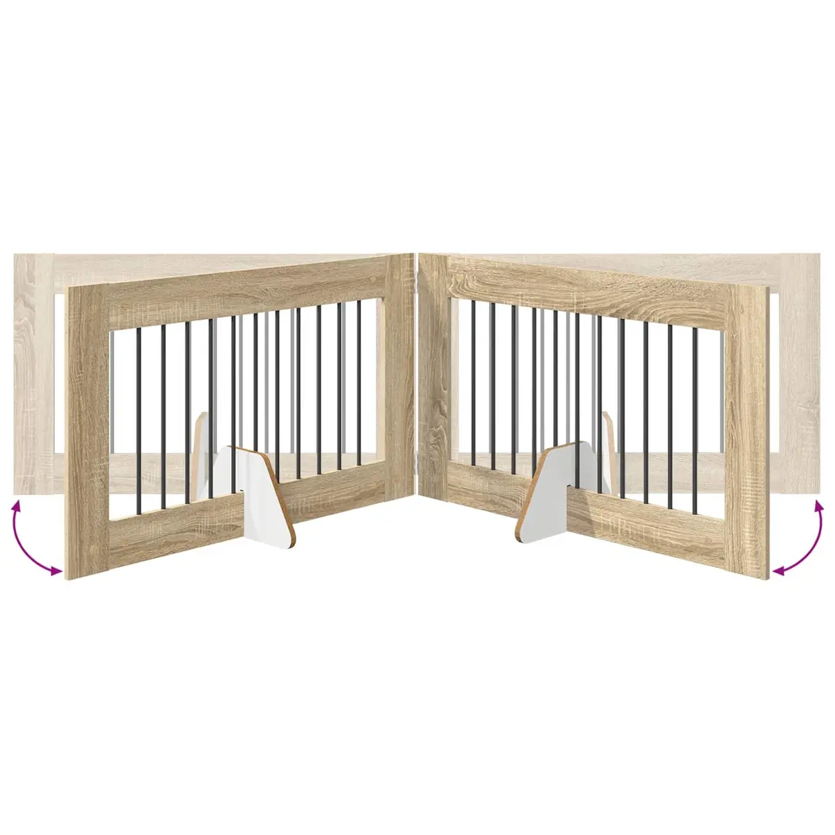 Foldable Dog Gate Brown 2 Piece Portable Pet Fence Indoor Containment