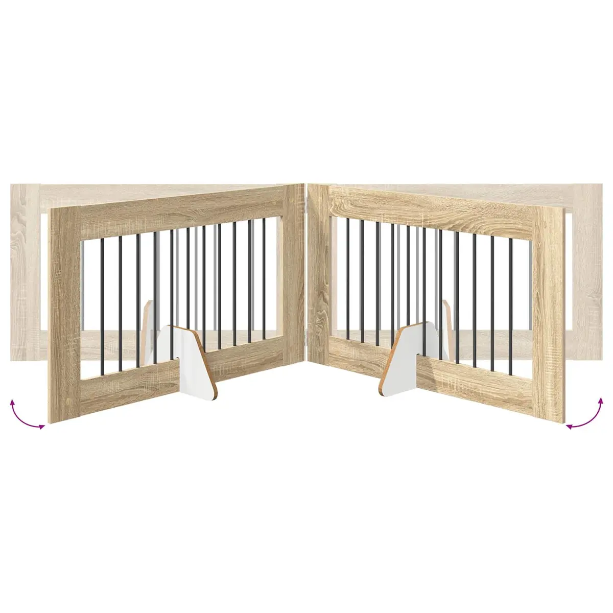 Foldable Dog Gate Brown 4 Piece Metal Pet Fence Indoor Portable