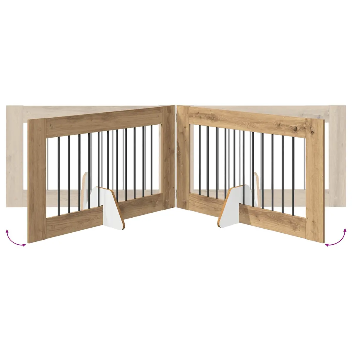 Foldable Dog Gate Brown 6 Piece Portable Pet Fence Indoor Containment
