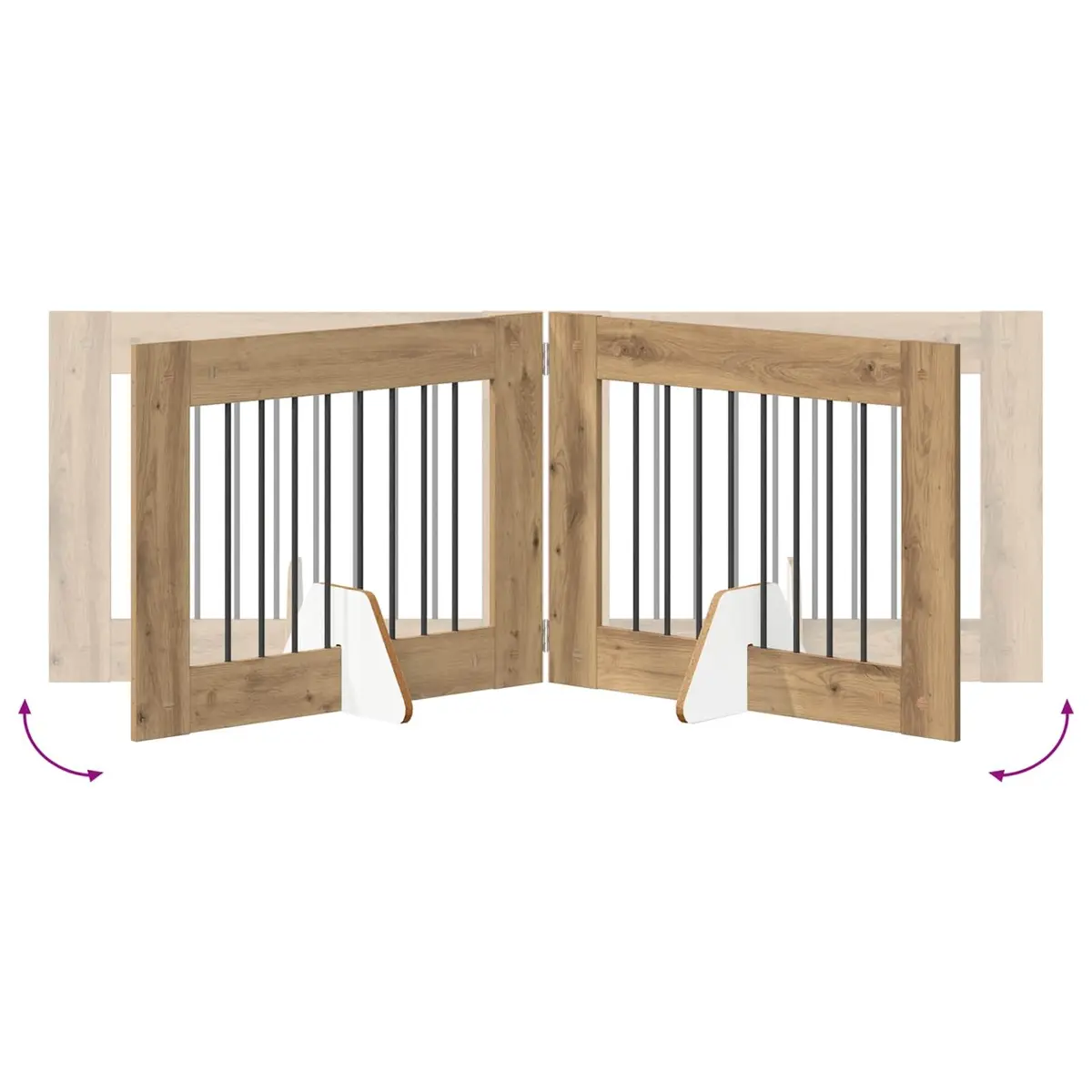 Foldable Dog Gate Brown 160.5 cm Portable Indoor Pet Fence 2 pcs