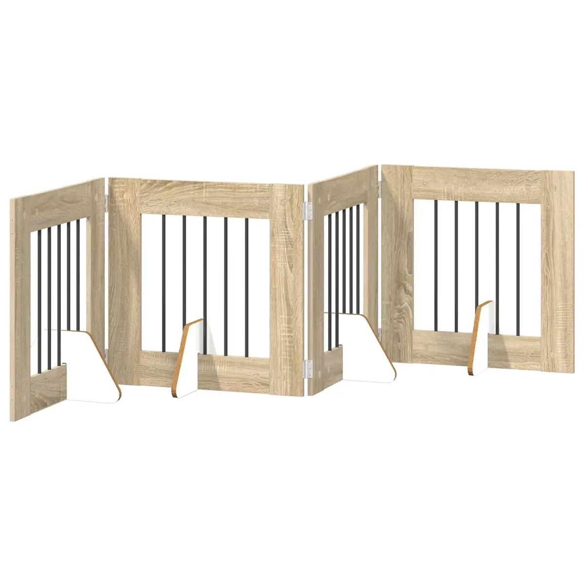 Foldable Dog Gate Sonoma Oak 241 cm Freestanding Pet Barrier Indoor