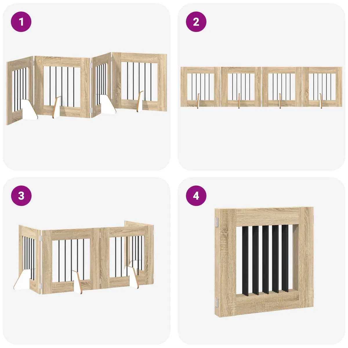 Foldable Dog Gate Sonoma Oak 241 cm Freestanding Pet Barrier Indoor