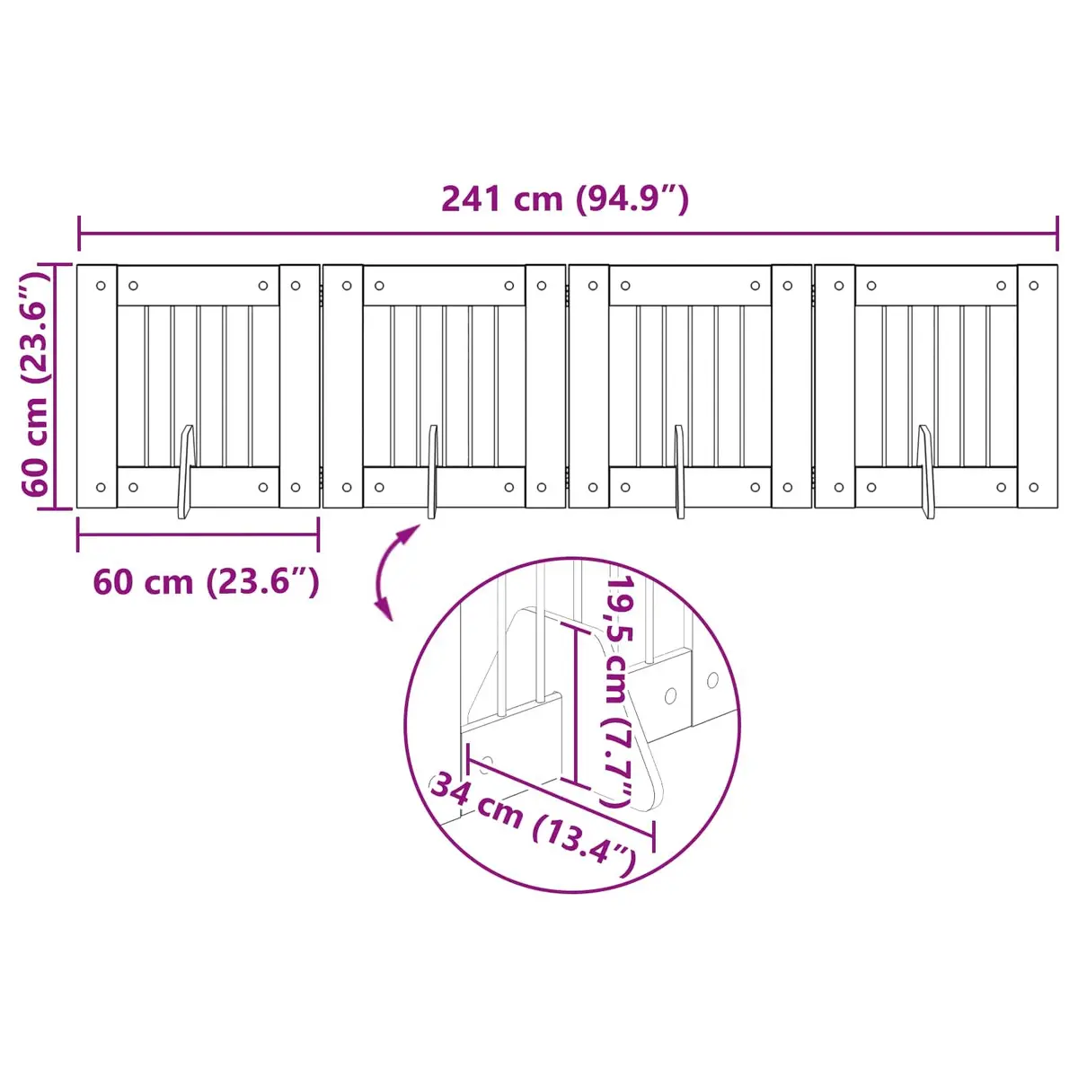 Foldable Dog Gate Sonoma Oak 241 cm Freestanding Pet Barrier Indoor