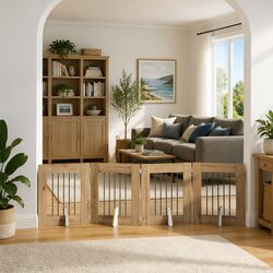 Compact and Sturdy Foldable Dog Gate for Indoor Use