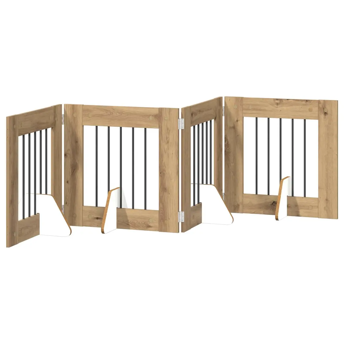 Foldable Dog Gate Brown 241 cm Freestanding Indoor Pet Barrier