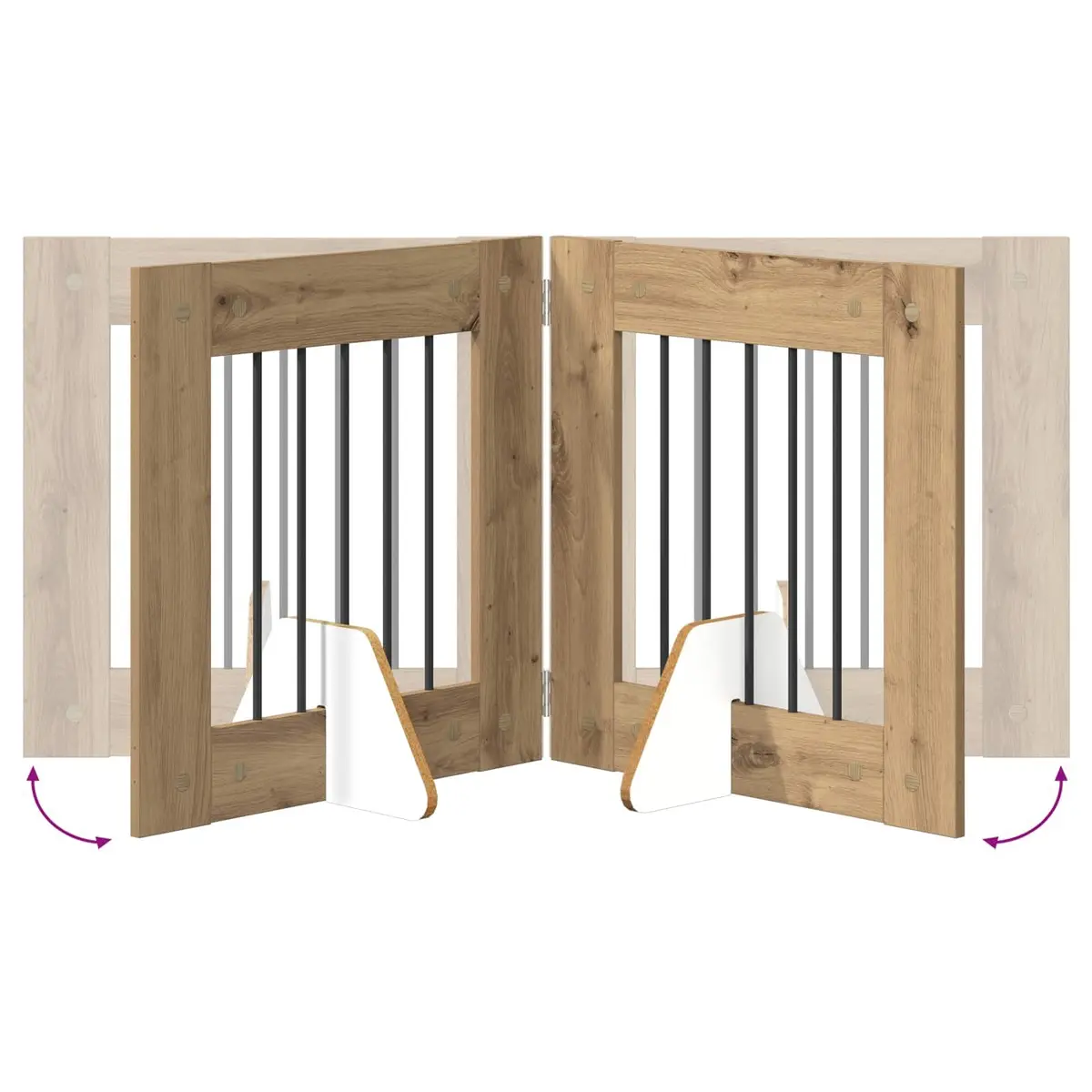 Foldable Dog Gate Brown 241 cm Freestanding Indoor Pet Barrier