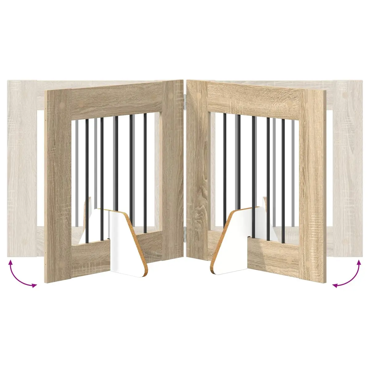 Foldable Dog Gate Sonoma Oak 362cm Freestanding Pet Barrier 6 Piece